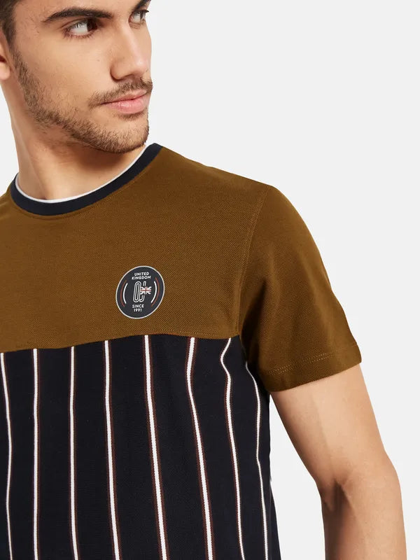 Vertical Stripes Colourblocked T-Shirt