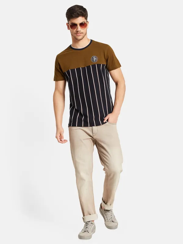 Vertical Stripes Colourblocked T-Shirt