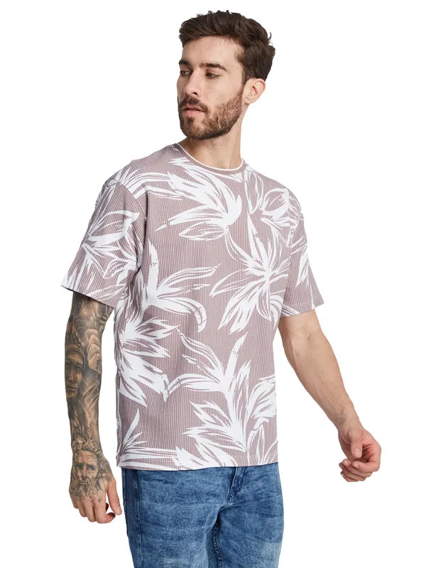 Octave Men Floral Printed Round Neck T-Shirt
