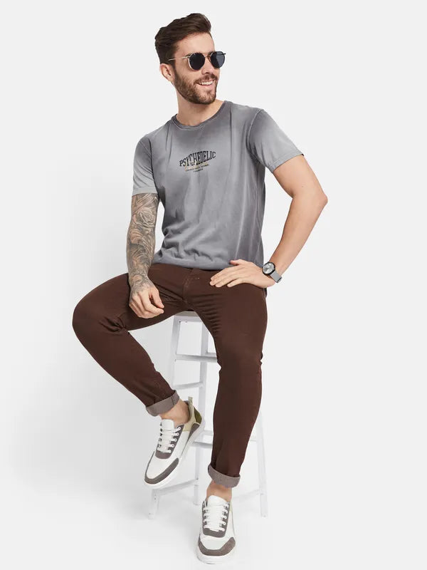 Octave Typography Printed Round Neck Cotton T-Shirt