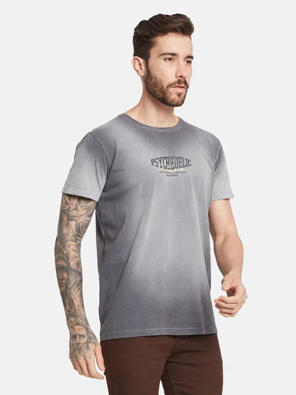 Octave Typography Printed Round Neck Cotton T-Shirt