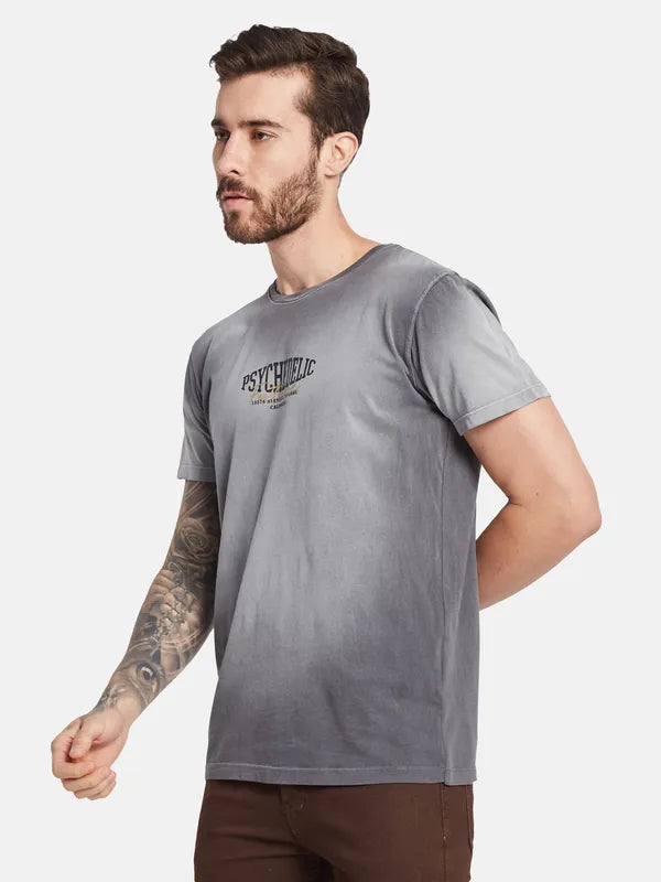 Octave Typography Printed Round Neck Cotton T-Shirt