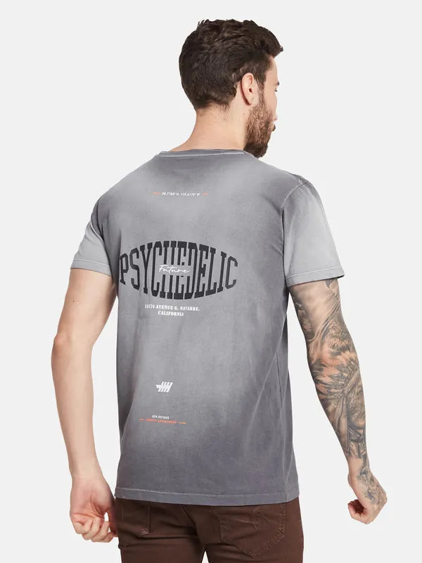 Octave Typography Printed Round Neck Cotton T-Shirt