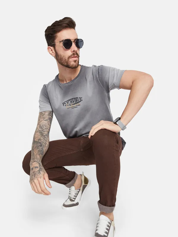 Octave Typography Printed Round Neck Cotton T-Shirt