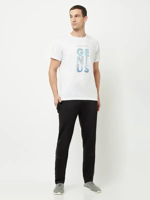 Octave Men Black Solid Cotton Track Pants