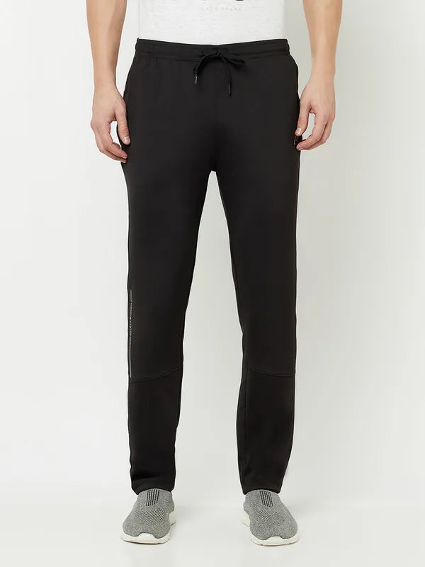 Octave Men Black Solid Cotton Track Pants