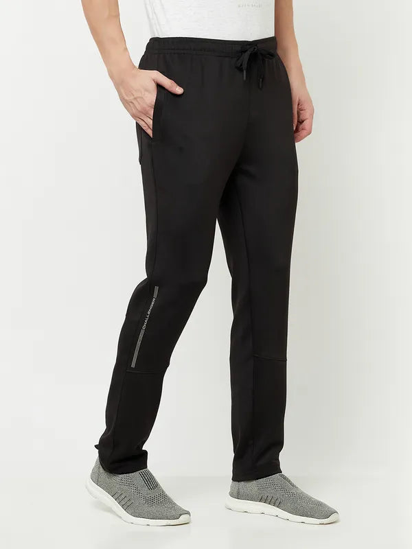 Octave Men Black Solid Cotton Track Pants