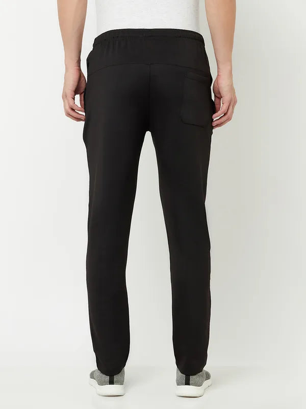 Octave Men Black Solid Cotton Track Pants