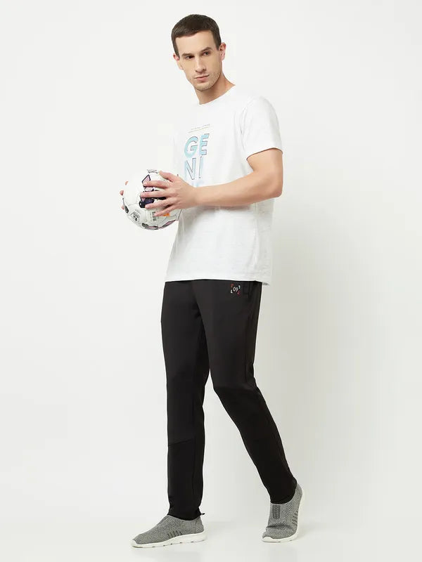Octave Men Black Solid Cotton Track Pants