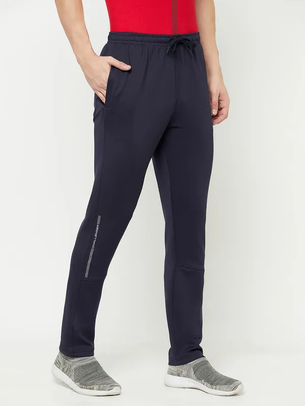 Octave Men Navy Blue Solid Cotton Track Pants