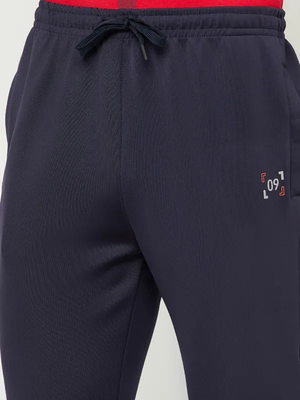 Octave Men Navy Blue Solid Cotton Track Pants