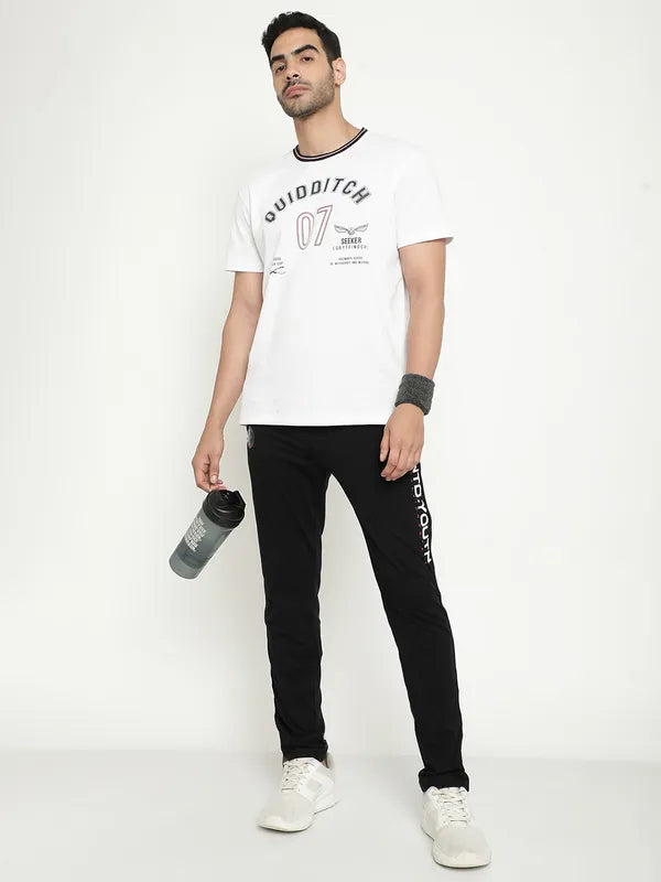 Octave Men Typography Printed Cotton Track Pants