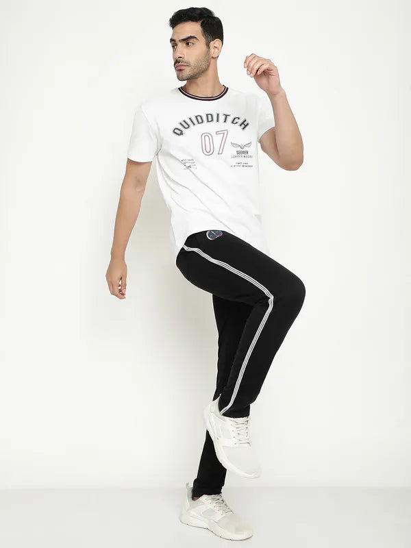 Octave Men Typography Printed Cotton Track Pants