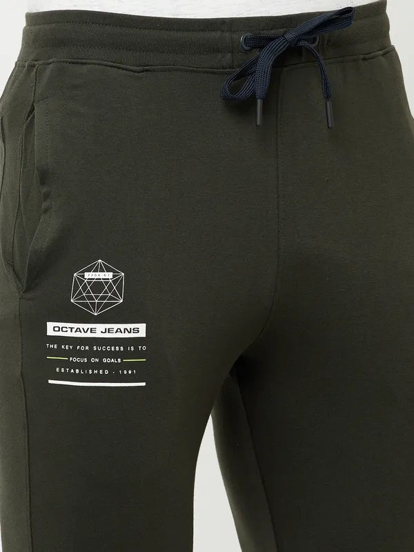 Men Dark Olive Solid Slim-Fit Track Pants