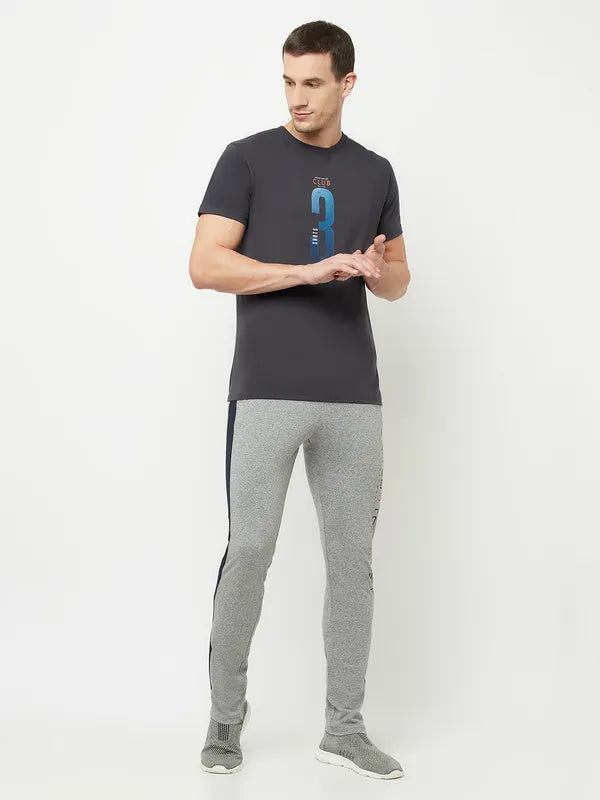 Octave Men Grey Solid Cotton Track Pants