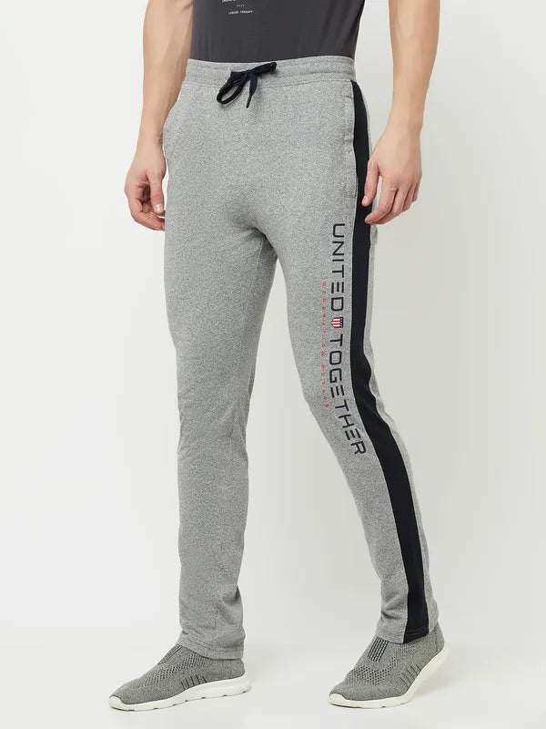 Octave Men Grey Solid Cotton Track Pants