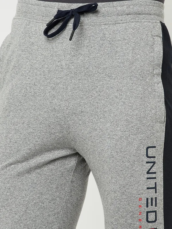 Octave Men Grey Solid Cotton Track Pants