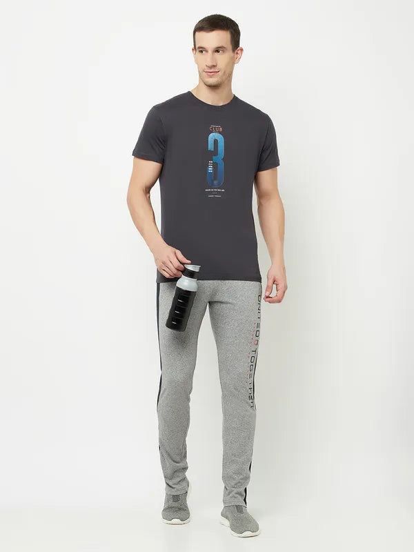 Octave Men Grey Solid Cotton Track Pants