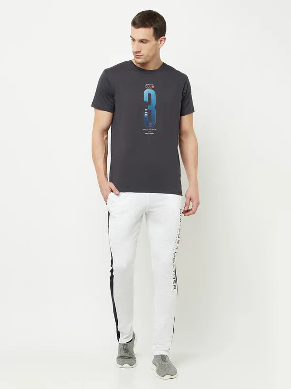 Octave Men White Solid Cotton Track Pants