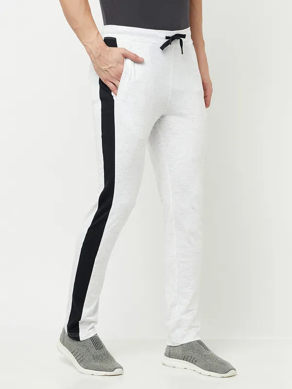Octave Men White Solid Cotton Track Pants
