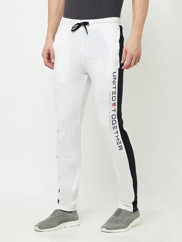 Octave Men White Solid Cotton Track Pants