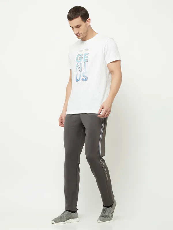 Octave Men Grey Solid Cotton Track Pants