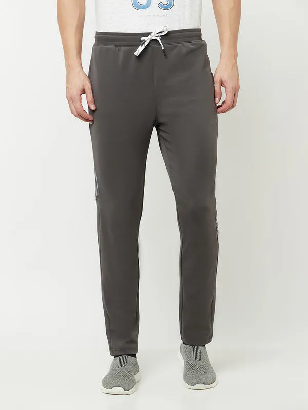 Octave Men Grey Solid Cotton Track Pants