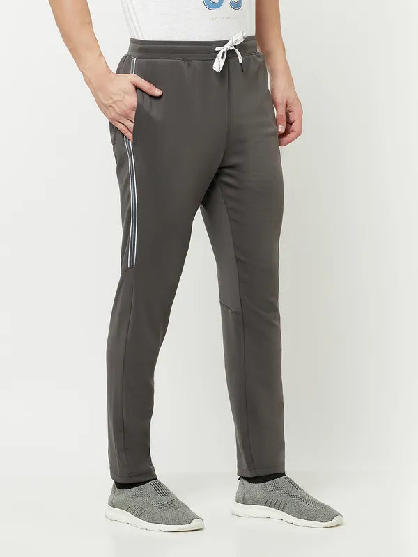 Octave Men Grey Solid Cotton Track Pants
