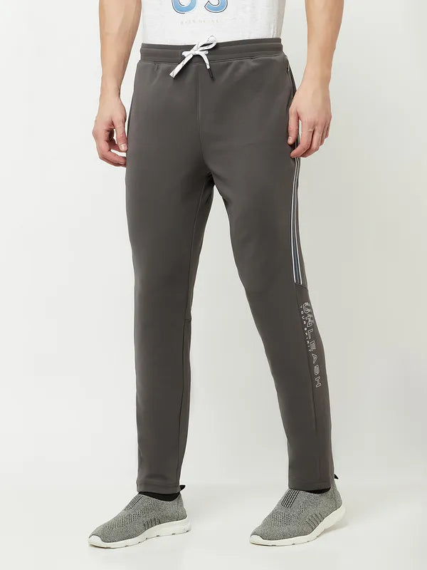 Octave Men Grey Solid Cotton Track Pants