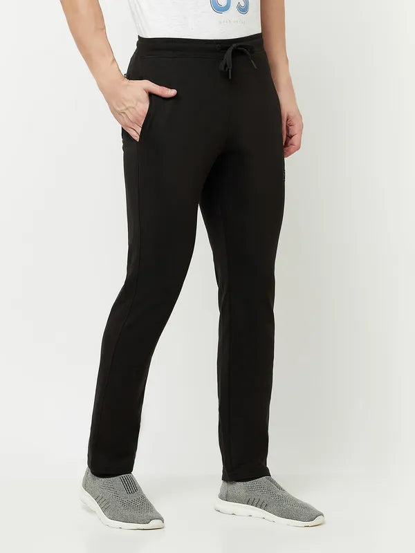 Octave Men Black Solid Cotton Track Pant