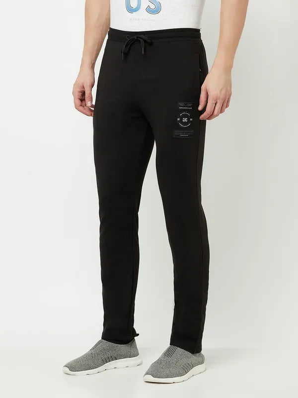 Octave Men Black Solid Cotton Track Pant