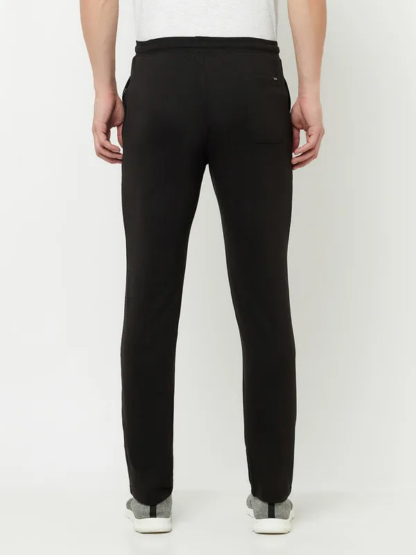 Octave Men Black Solid Cotton Track Pant