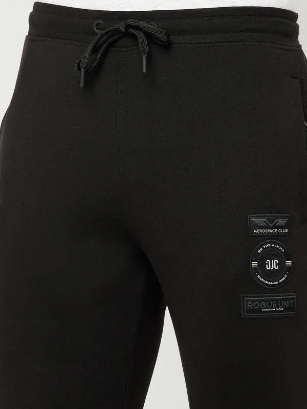 Octave Men Black Solid Cotton Track Pant