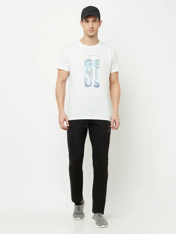 Octave Men Black Solid Cotton Track Pant