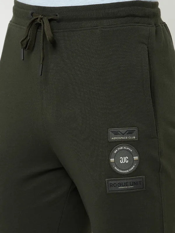Octave Men Olive Green Solid Cotton Track Pant