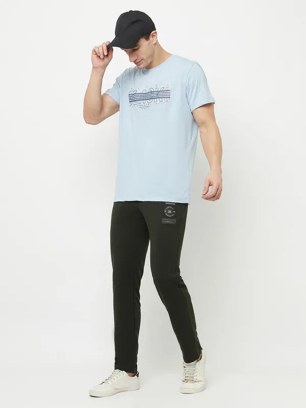 Octave Men Olive Green Solid Cotton Track Pant