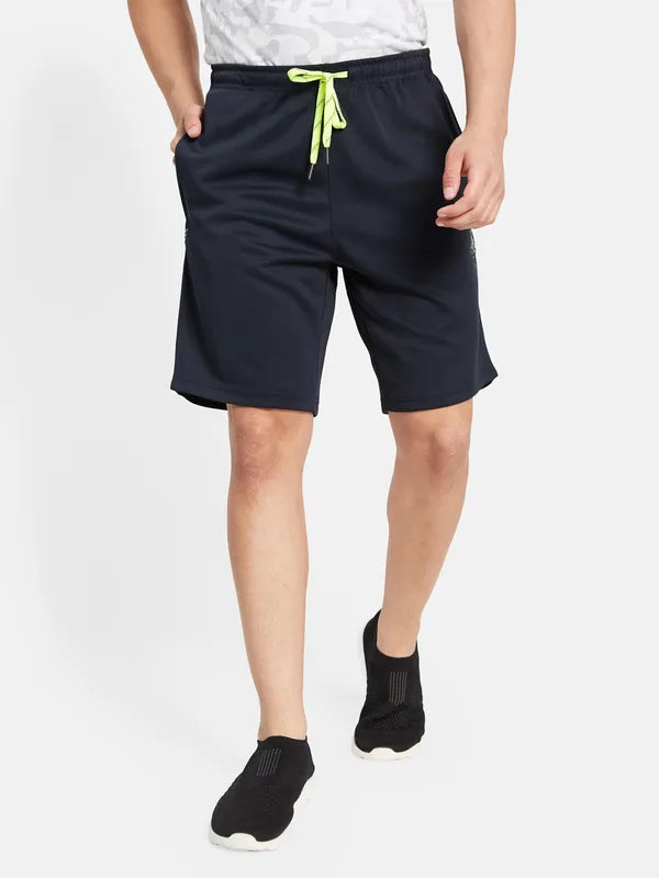 Regular Fit Shorts With Reflective Typographic Print