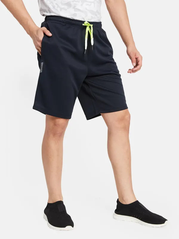 Regular Fit Shorts With Reflective Typographic Print