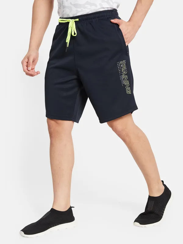 Regular Fit Shorts With Reflective Typographic Print