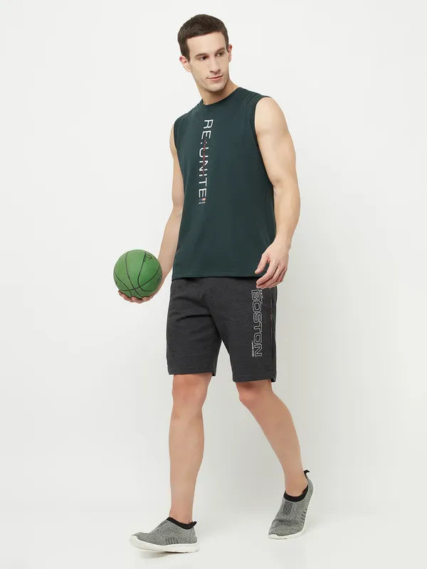 Octave Men Green Typography Printed Applique T-Shirt