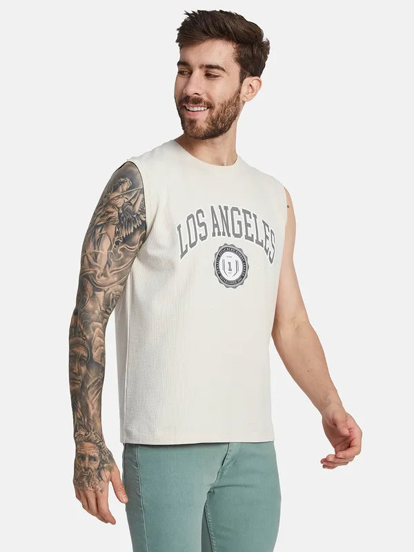 Octave Men Typography Printed Applique T-Shirt