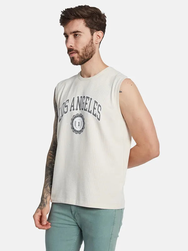 Octave Men Typography Printed Applique T-Shirt