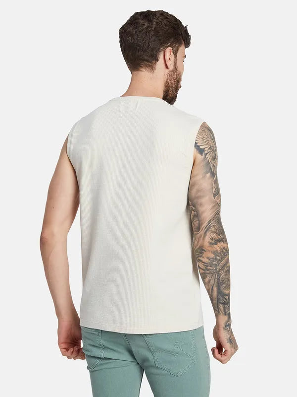 Octave Men Typography Printed Applique T-Shirt