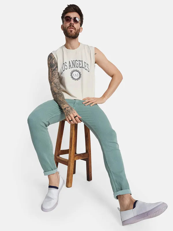 Octave Men Typography Printed Applique T-Shirt