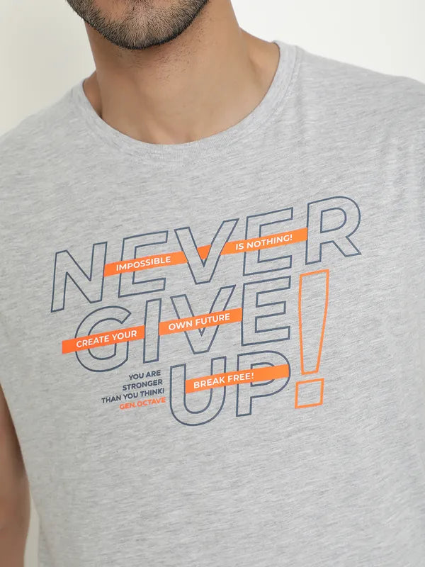 Octave Typography Printed Cotton T-Shirt