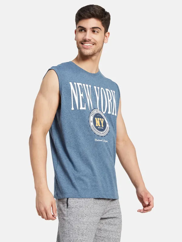 Typographic Print Sleeveless T-Shirt