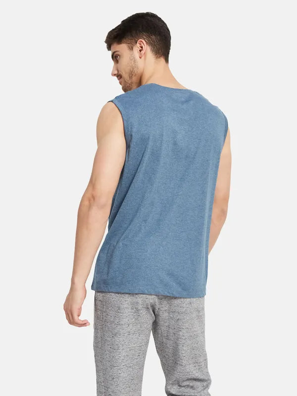 Typographic Print Sleeveless T-Shirt