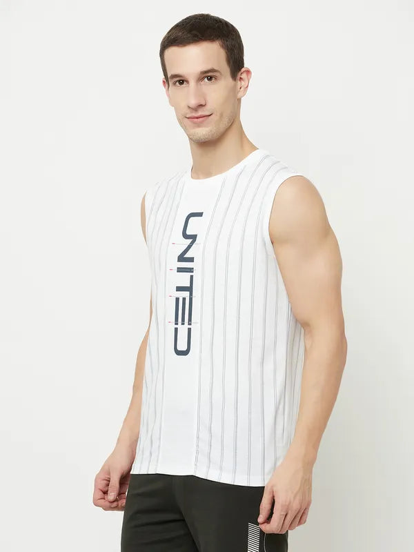 Octave Men White Typography Printed Raw Edge T-Shirt