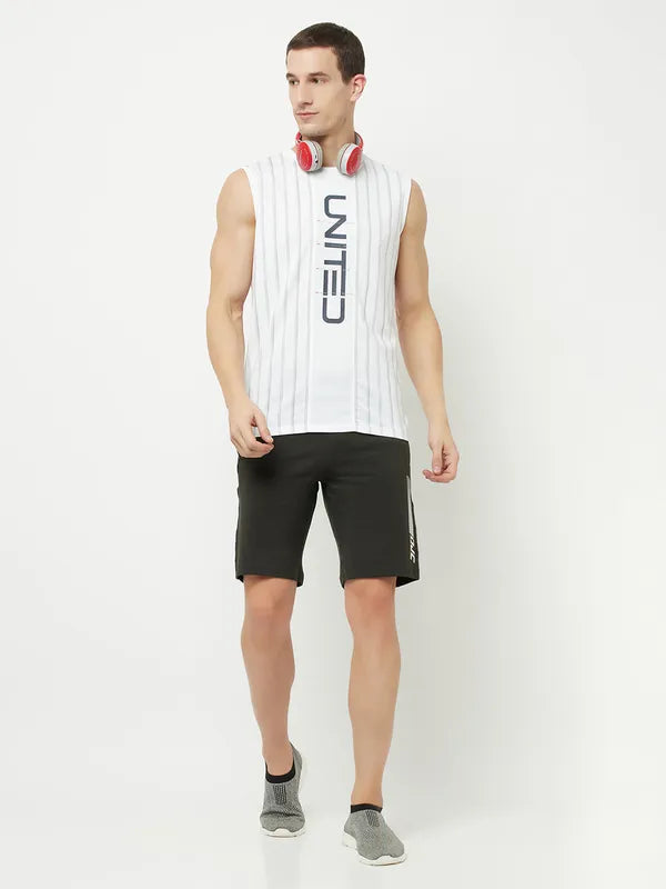 Octave Men White Typography Printed Raw Edge T-Shirt