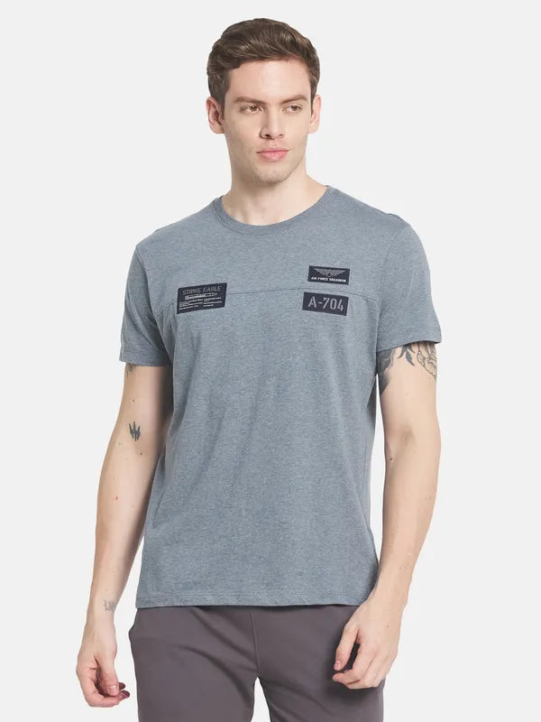 Men Grey Typography Cotton T-Shirt
